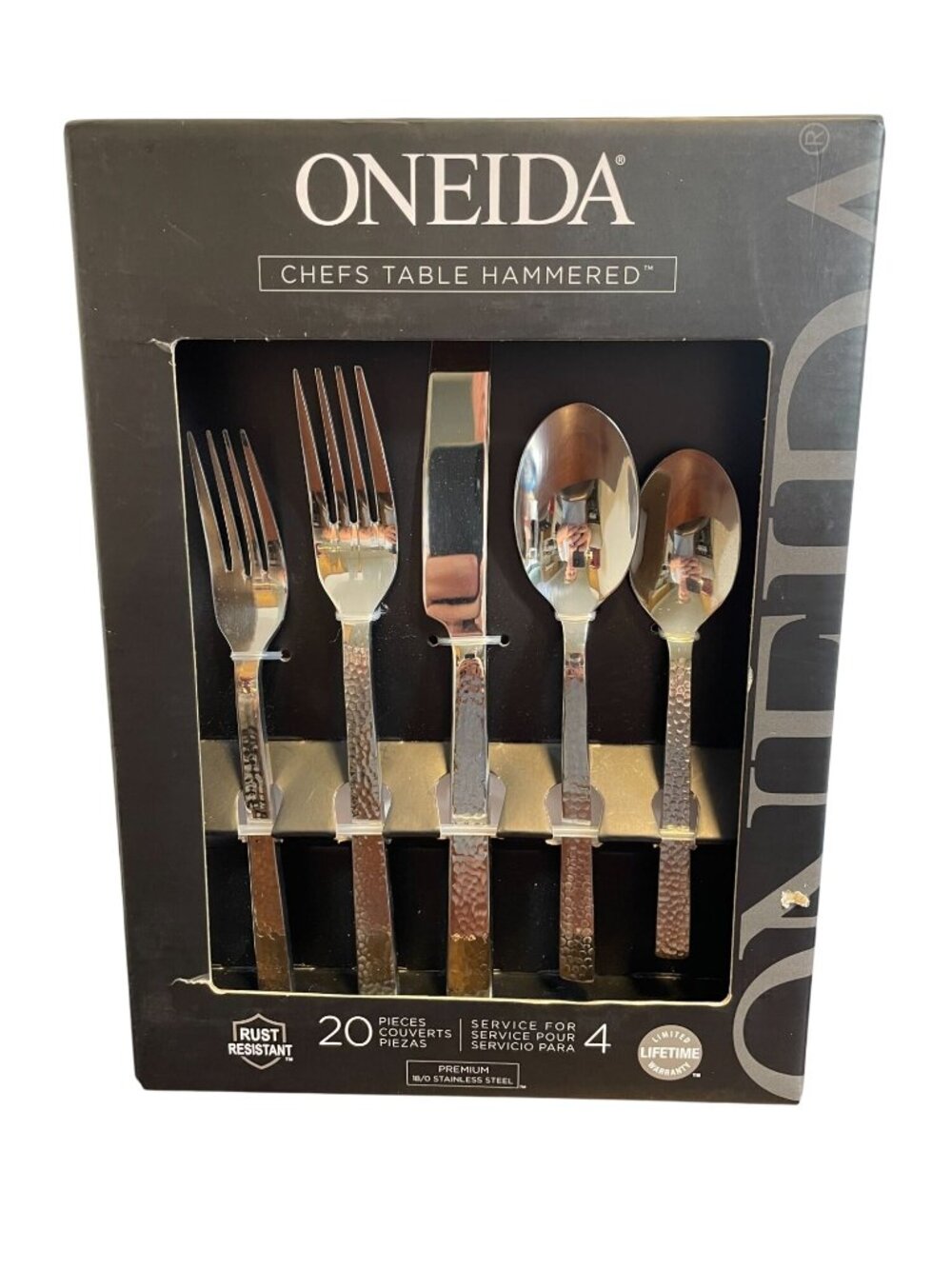 2020 Oneida Chef’s Table Hammered Handles 20-pc 18/10 Flatware Set - Service for